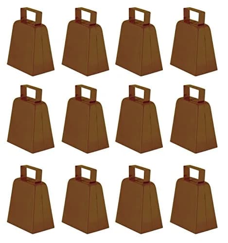 Beistle Brown Cowbells 4” (10.16 cm) Pack of 12 | Loud Metal Noise Makers for School Spirit & Sporting Events thumbnail 1