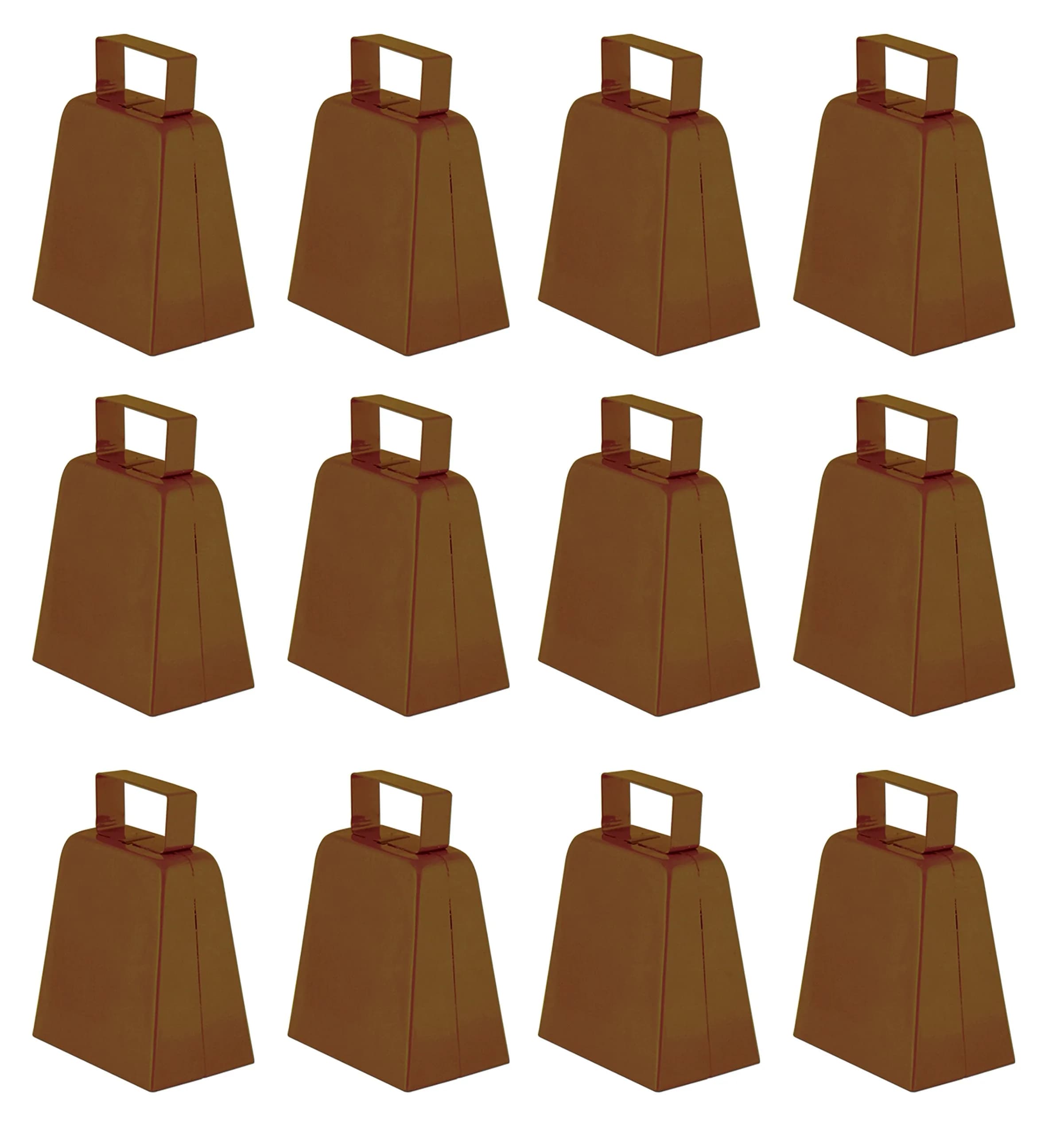 Beistle Brown Cowbells 4” (10.16 cm) Pack of 12 | Loud Metal Noise Makers for School Spirit & Sporting Events - main product image