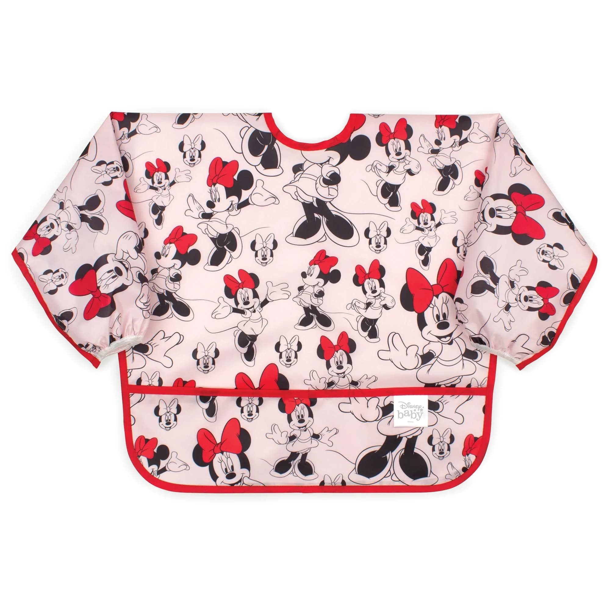 Bumkins Disney Minnie Mouse Classic Long Sleeve Bib 6-24 Months | Waterproof Fabric with Crumb Catcher — G2 Minnie Mouse