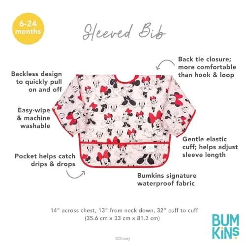 Bumkins Sleeved Bib Mario & Luigi 6-24 Months | Waterproof Fabric Feeding Smock thumbnail 5