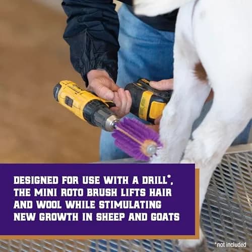 Weaver Livestock Mini Roto Brush for Livestock, Wool/Hair Stimulating and Grooming Brush for Goat Sheep Cattle, Use with Drill, Coat Deshedding Tool thumbnail 4