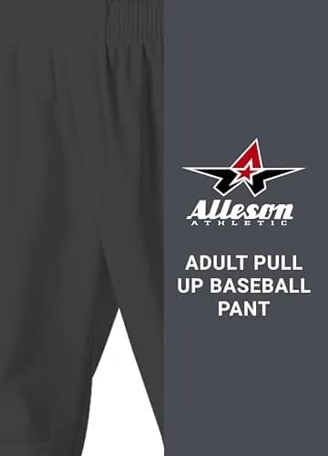 Alleson Athletic Mens Pull-On Baseball Pant, Black, Medium | Durable Polyester, Moisture-Wicking Fit thumbnail 3