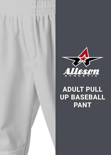 Alleson Athletic Mens Pull-On Baseball Pant, Grey, Small | Durable Polyester, Moisture-Wicking Fit thumbnail 3