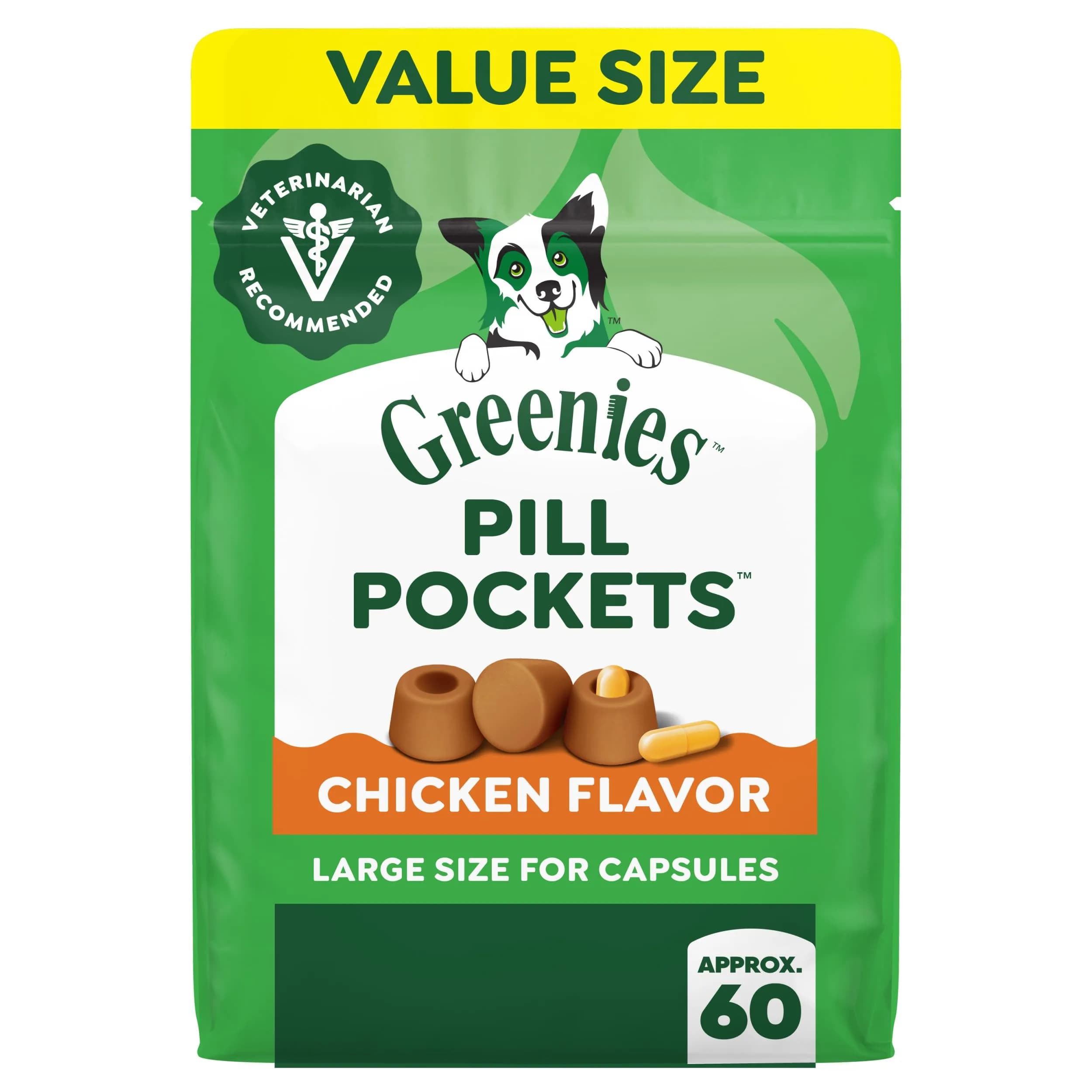 Greenies Pill Pockets Large Size Dog Treats, Chicken, 448 g (15.8 oz) | Vet-Recommended Pill Masking Treats
