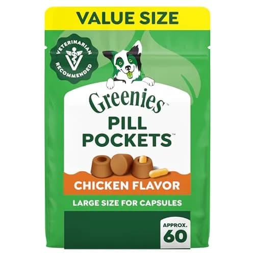 Greenies Pill Pockets Large Size Dog Treats, Chicken, 448 g (15.8 oz) | Vet-Recommended Pill Masking Treats thumbnail 1