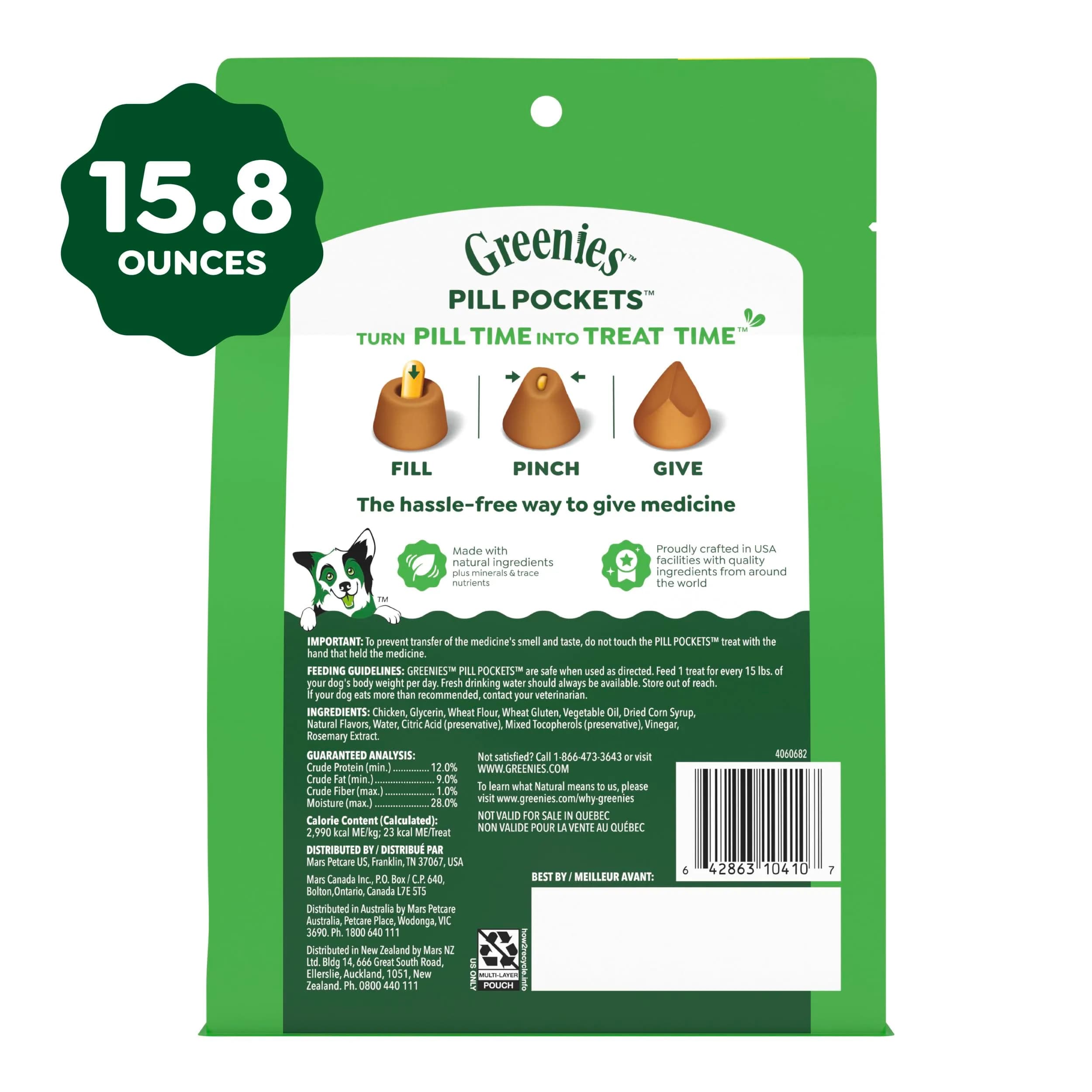 Greenies Pill Pockets Large Size Dog Treats, Chicken, 448 g (15.8 oz) | Vet-Recommended Pill Masking Treats - view 9