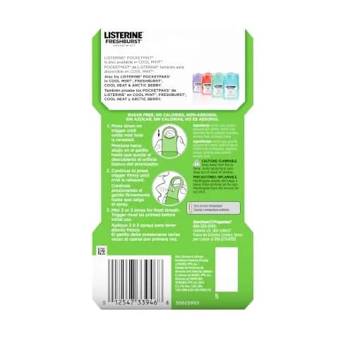 Listerine Freshburst Pocketmist Oral Care Mist 7.7mL (0.26 Fl Oz) | Kills 99% of Bad Breath Germs thumbnail 8