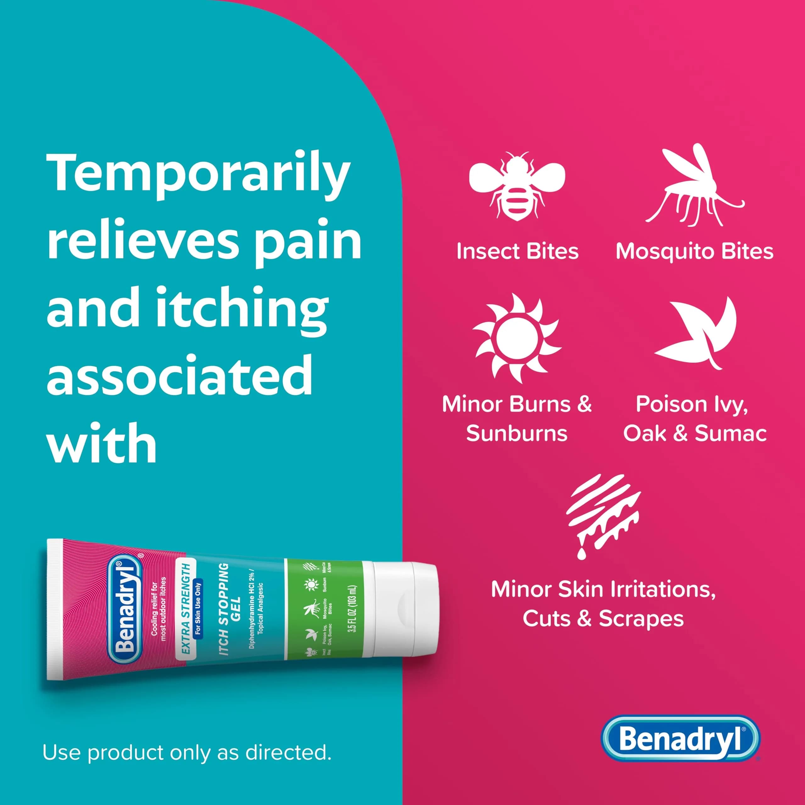Benadryl Extra Strength Itch Relief Gel, 3.5 fl oz (Pack of 1) | Fast-Acting Topical Analgesic for Bites, Sunburn & Rashes - view 3