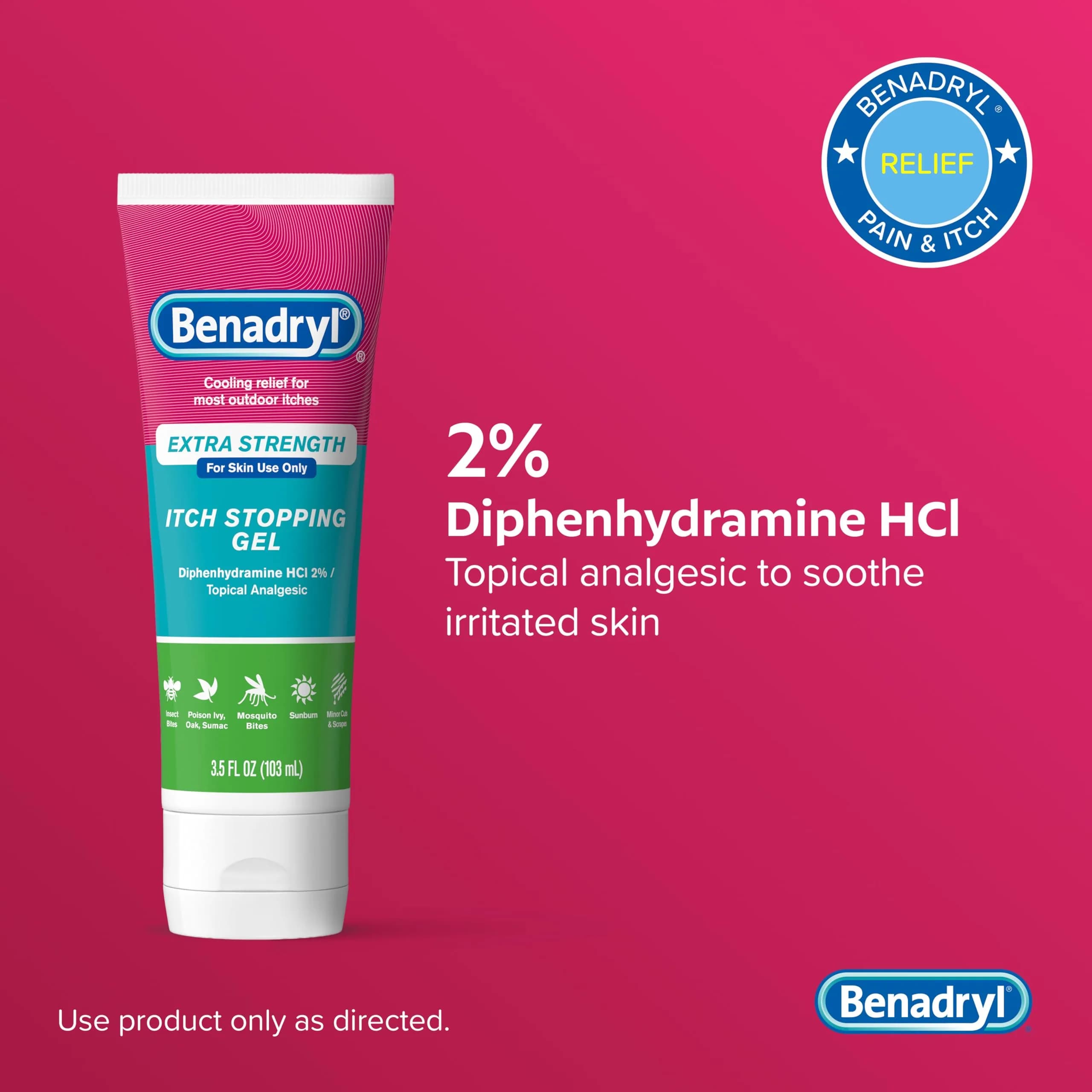 Benadryl Extra Strength Itch Relief Gel, 3.5 fl oz (Pack of 1) | Fast-Acting Topical Analgesic for Bites, Sunburn & Rashes - view 4