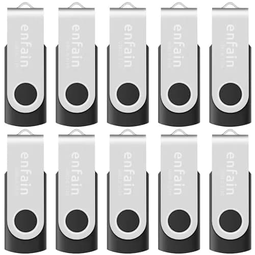 Enfain 8GB USB Flash Drive 10 Pack | Reliable Data Storage with Metal Swivel Cap in Bulk thumbnail 1