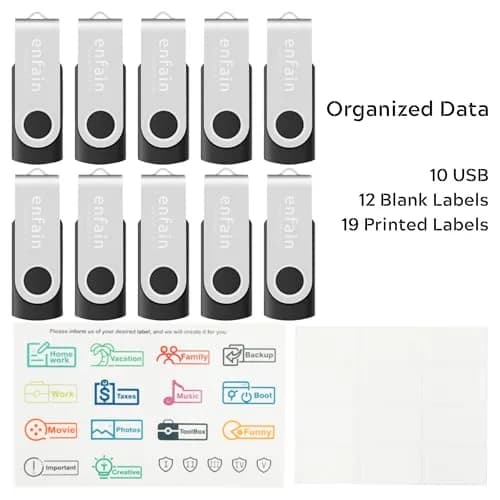Enfain 8GB USB Flash Drive 10 Pack | Reliable Data Storage with Metal Swivel Cap in Bulk thumbnail 2