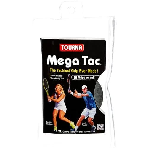 Tourna Mega Tac Extra Tacky Overgrip Black 10-Pack | Long-Lasting Tacky Feel for Tennis thumbnail 1