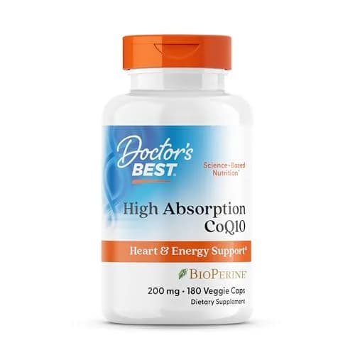 Doctor's Best High Absorption CoQ10 200mg with BioPerine Supplement - Coenzyme Q10 Caps for Heart Health & Antioxidant Support, CoQ10 200 mg for Women & Men, Non GMO - 180 Veg Capsules thumbnail 1