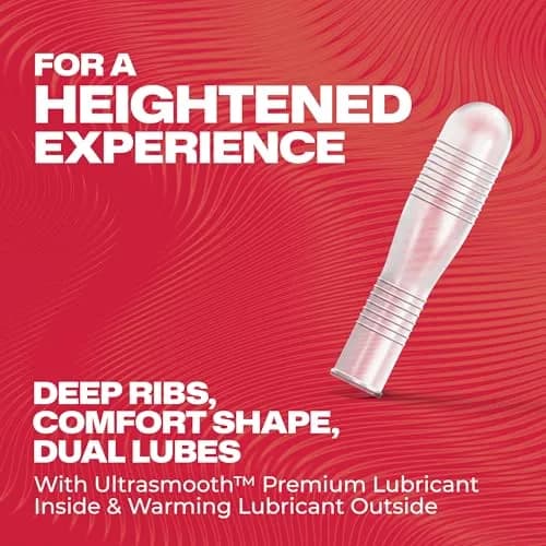 Trojan Ecstasy Heat Lubricated Latex Ribbed Condoms for Men, 10 Count | Warming Sensation for Heightened Pleasure thumbnail 3