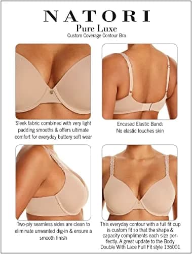 Natori Pure Luxe Custom Coverage Contour Bra 38DD | Seamless Floral Support with Underwire thumbnail 6