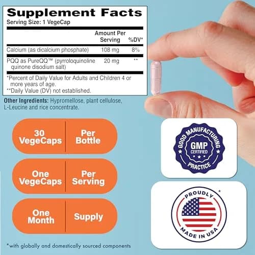 Health Thru Nutrition PQQ 20mg Pyrroloquinoline Quinone 30 Capsules | Supports Mitochondrial Biogenesis thumbnail 2
