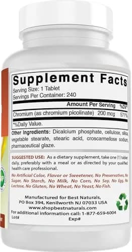 Best Naturals Chromium Picolinate Tablet, 200 mcg | Supports Weight Management & Blood Sugar thumbnail 6