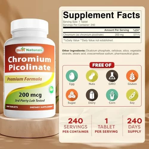 Best Naturals Chromium Picolinate Tablet, 200 mcg | Supports Weight Management & Blood Sugar thumbnail 2