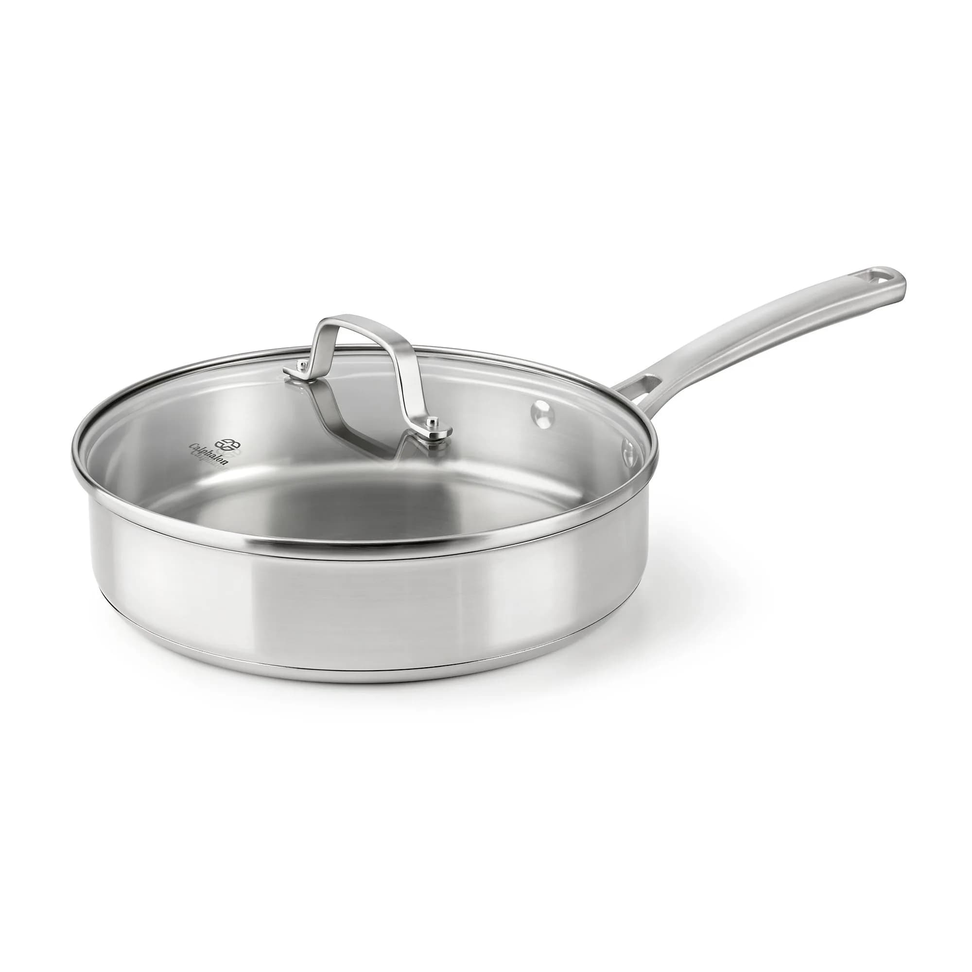 Calphalon Classic Stainless Steel Cookware Saute Pan, 3 Quarts | Impact-bonded aluminum base, oven safe to 450°F, dishwasher friendly