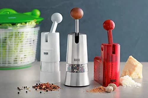 Kuhn Rikon Seasoning Mill White 8.5 x 2.25 inches | Ergonomic, One-Handed Salt & Pepper Grinder thumbnail 6