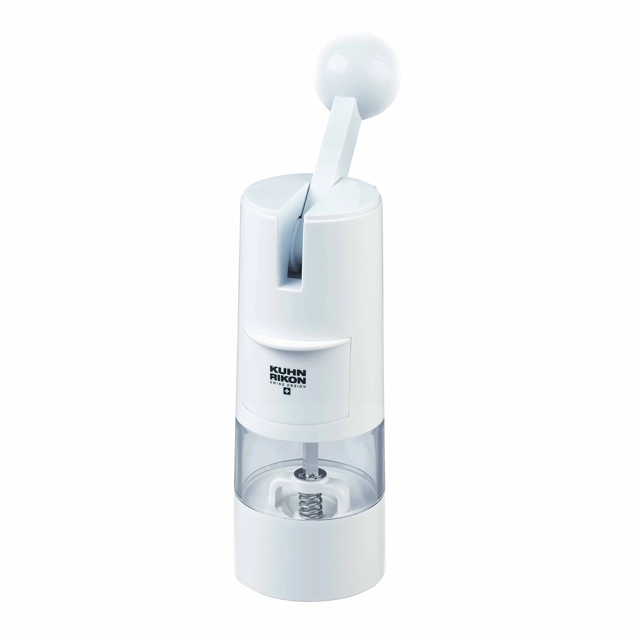 Kuhn Rikon Seasoning Mill White 8.5 x 2.25 inches | Ergonomic, One-Handed Salt & Pepper Grinder