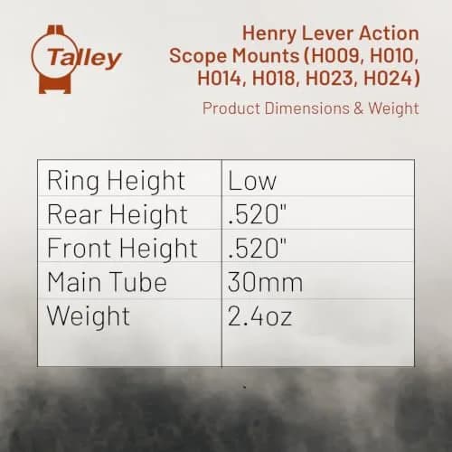 Talley One-Piece Scope Mount for Henry H009, H010, H014, H018, H023, H024 | Precision Lightweight Alloy, 30mm Low Profile (70-120 chars) thumbnail 7