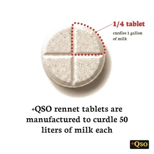 +QSO Vegetable Rennet Tablets Strip of 10 | 1/2 Tablet Sets 2 Gallons Milk thumbnail 4