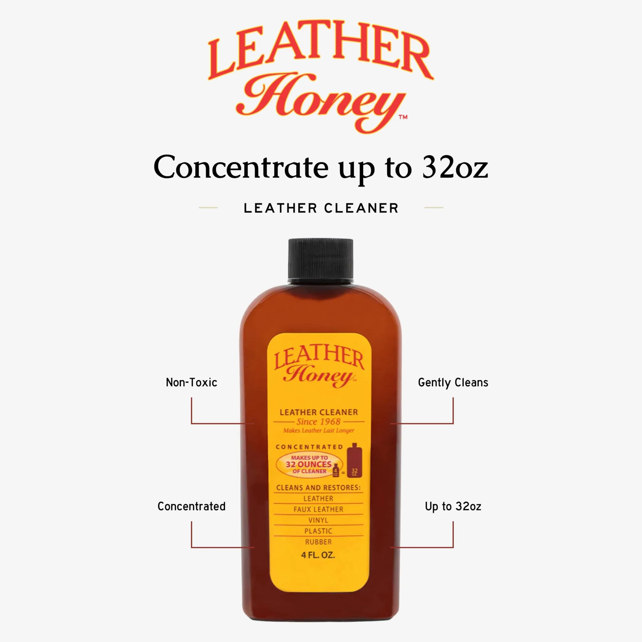 Leather Honey Leather Cleaner 118ml (4 Fl Oz) | Non-Toxic, Fragrance-Free Formula for All Leather Types - view 3