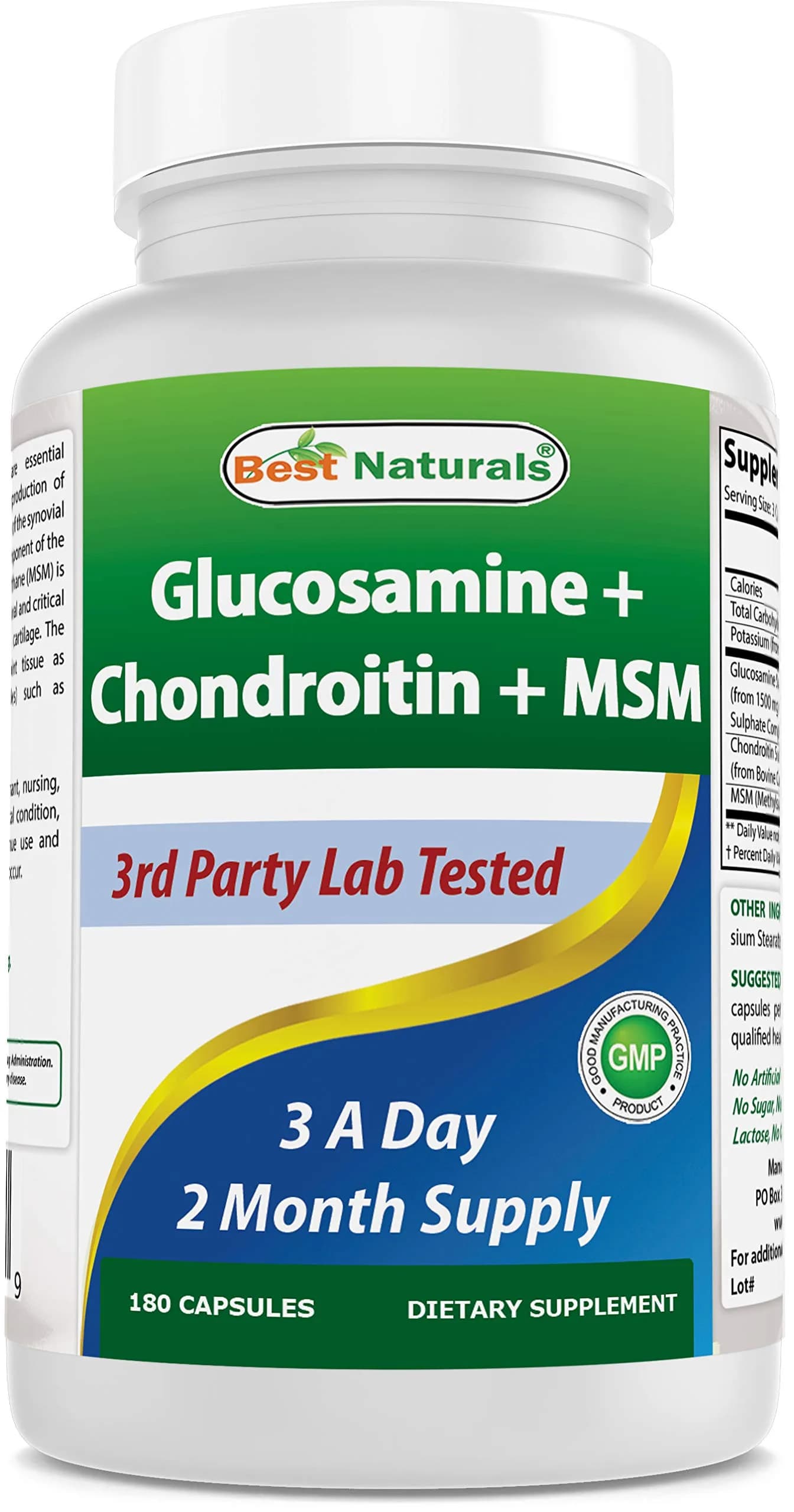Best Naturals Glucosamine Chondroitin MSM 180 Count | Supports Joint & Cartilage Health - main product image