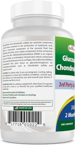 Best Naturals Glucosamine Chondroitin MSM 180 Count | Supports Joint & Cartilage Health thumbnail 7