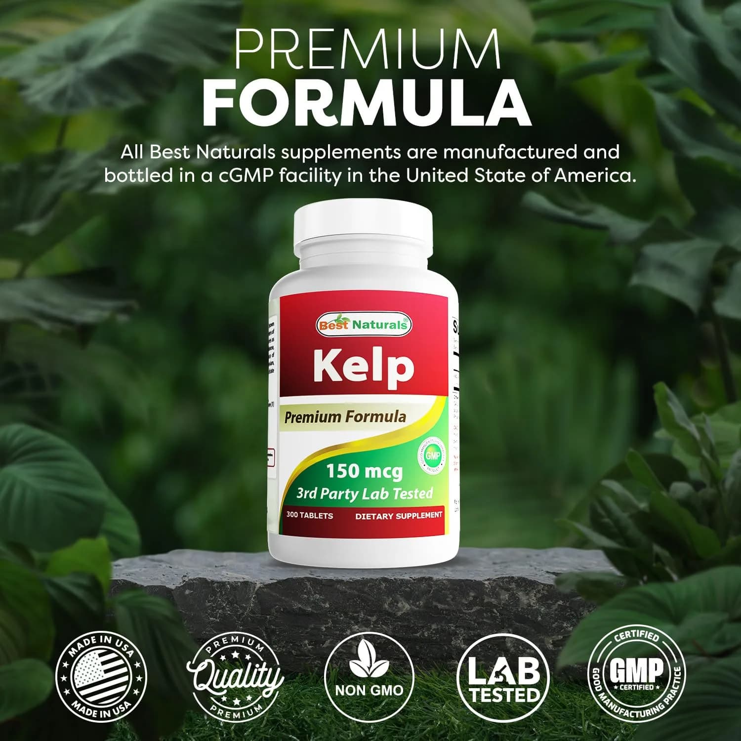Best Naturals Kelp Supplement Tablets 150 Mcg (300 Count) | 300 Tablets for Thyroid Support - view 5