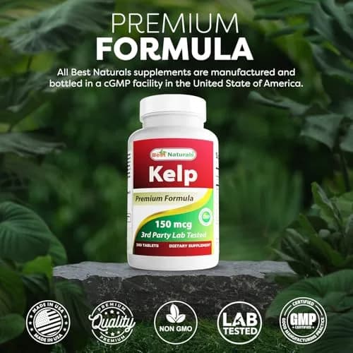 Best Naturals Kelp Supplement Tablets 150 Mcg (300 Count) | 300 Tablets for Thyroid Support thumbnail 5