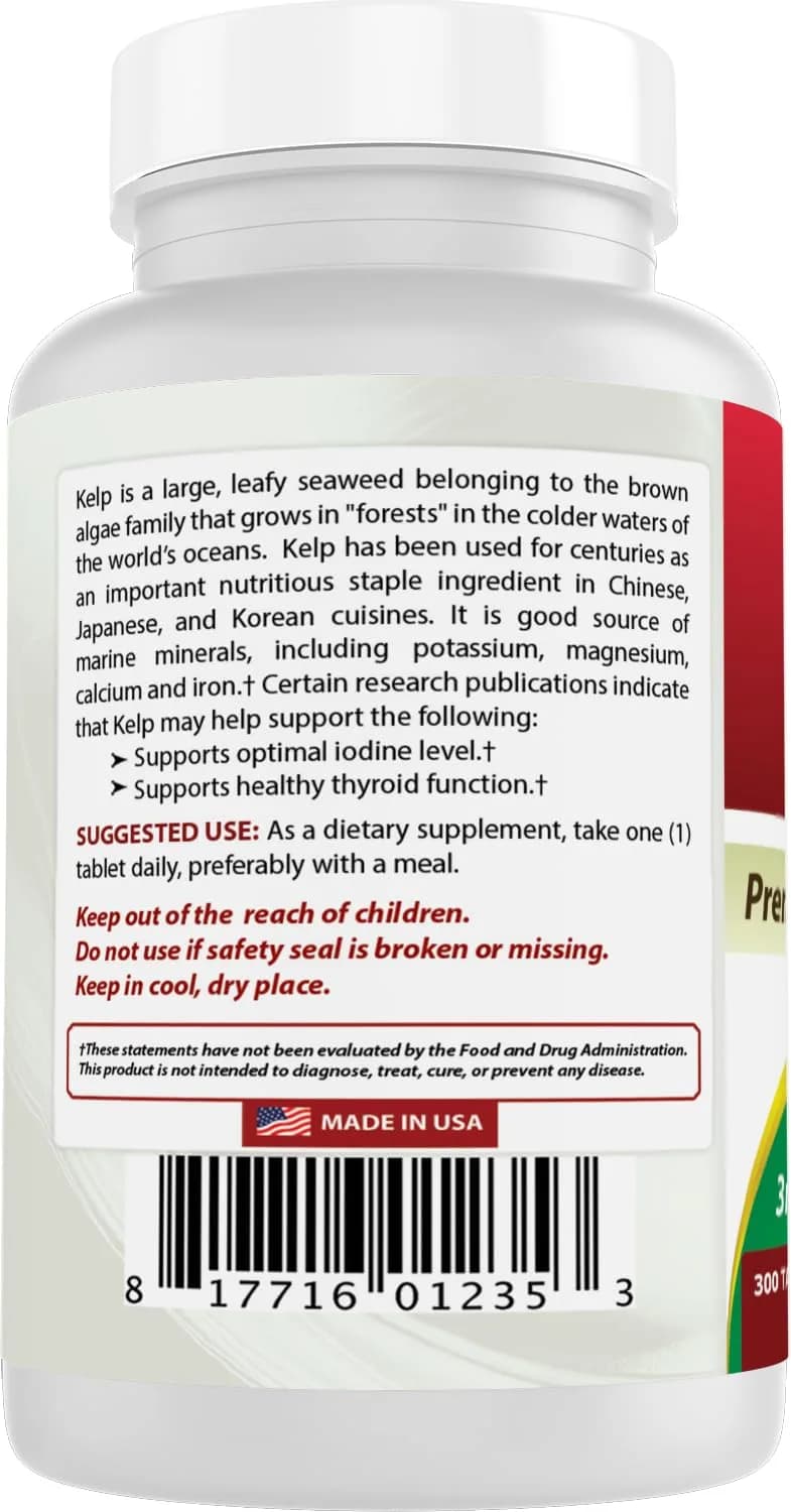 Best Naturals Kelp Supplement Tablets 150 Mcg (300 Count) | 300 Tablets for Thyroid Support - view 7