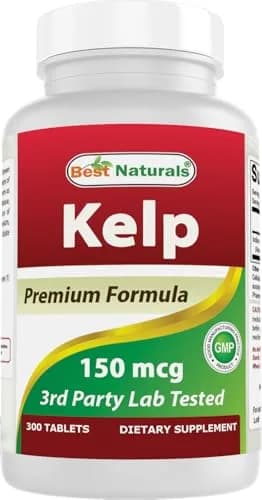 Best Naturals Kelp Supplement Tablets 150 Mcg (300 Count) | 300 Tablets for Thyroid Support thumbnail 1