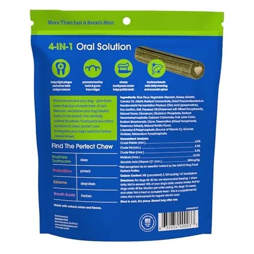 ARK NATURALS Brushless Toothpaste Dog Dental Treats - Large Breeds (10 ct) | 4-in-1 Plaque & Tartar Control, Breath Freshener thumbnail 2