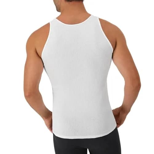 Hanes Men's White Cotton Ribbed Tank Undershirt 6-Pack | Moisture-Wicking & Breathable thumbnail 5
