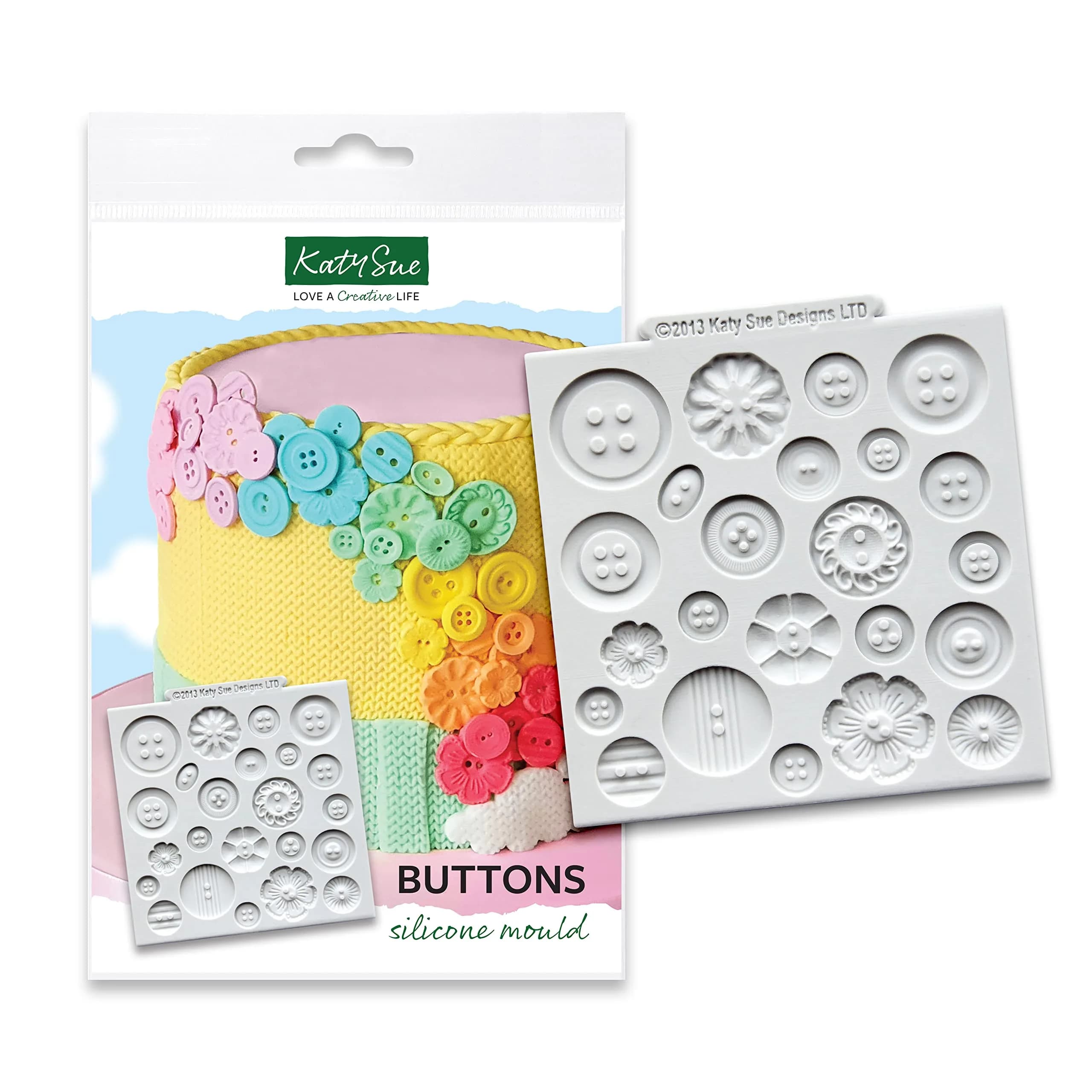 Katy Sue Buttons Silicone Mold For Cake Decorating & Craft | 24 Button Shapes, Food-Grade Silicone, Oven & Dishwasher Safe