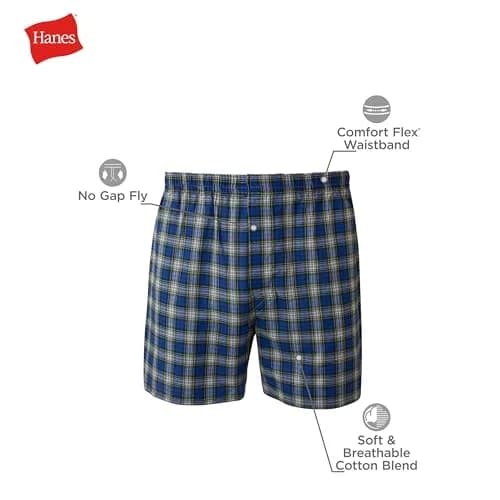 Hanes Men's Tagless Boxer with Exposed Waistband 5 Pack | Breathable Cotton-Blend Comfort thumbnail 6