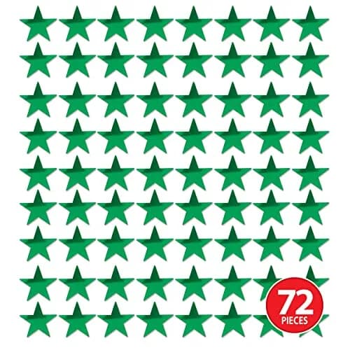 Beistle 72-Pack Foil Green Star Cutouts | Festive Wall & Table Decor for Celebrations thumbnail 3