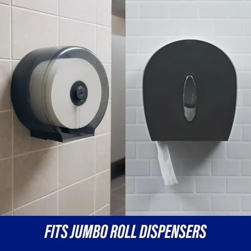 Genuine Joe Jumbo Roll Bath Tissue - 2-Ply White Toilet Paper, 3.3" x 650' per Roll, 12 Count Bulk Pack, Recycled Fiber, Commercial Grade for Dispensers thumbnail 5