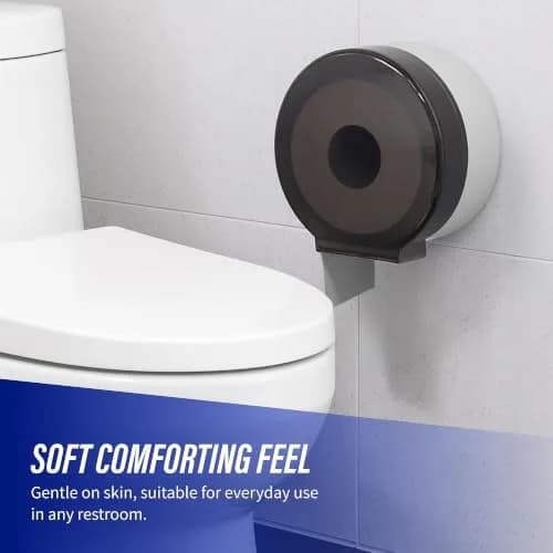 Genuine Joe Jumbo Roll Bath Tissue - 2-Ply White Toilet Paper, 3.3" x 650' per Roll, 12 Count Bulk Pack, Recycled Fiber, Commercial Grade for Dispensers thumbnail 7
