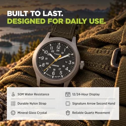 Timex Expedition Scout 40mm Watch | Rugged Outdoor Field Watch with Indiglo & 50m Water Resistance thumbnail 5