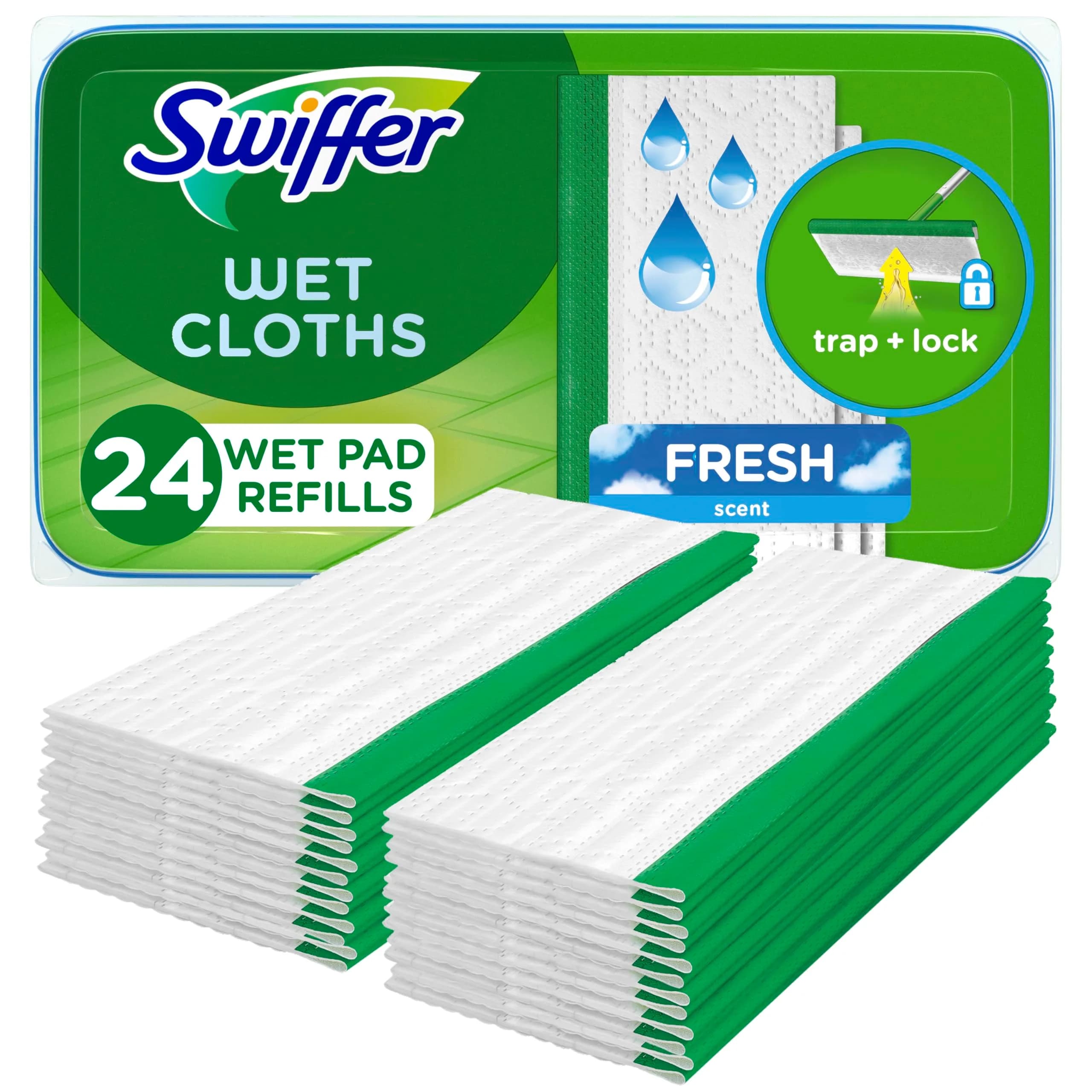 Swiffer Wet Pads Refill for Sweeper Mop, Fresh Scent, 24 Count | Concentrated Formula Mop - main product image