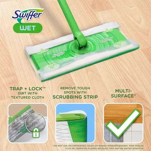 Swiffer Wet Mopping Pad Refills, Open Window Fresh Scent, 24 Count | Microfiber Floor Cleaner for Dirt, Dust, Hair thumbnail 2