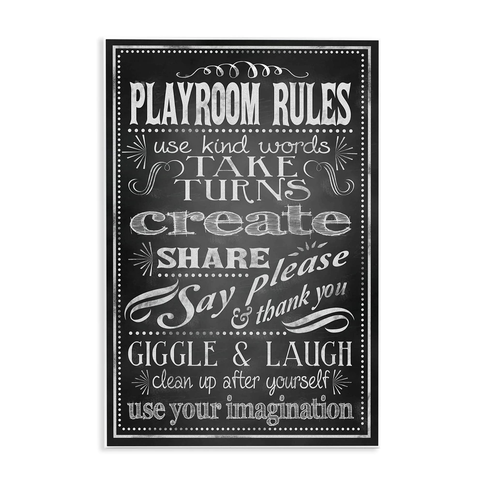 Stupell Industries Playroom Rules Use Kind Words Wall Plaque 10 x 15 Inch | Positive Affirmations for Kids