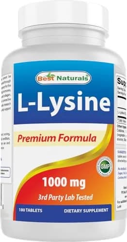 Best Naturals L-Lysine 1000mg 180 Tablets | Supports Immune & Cold Sore Recovery thumbnail 1