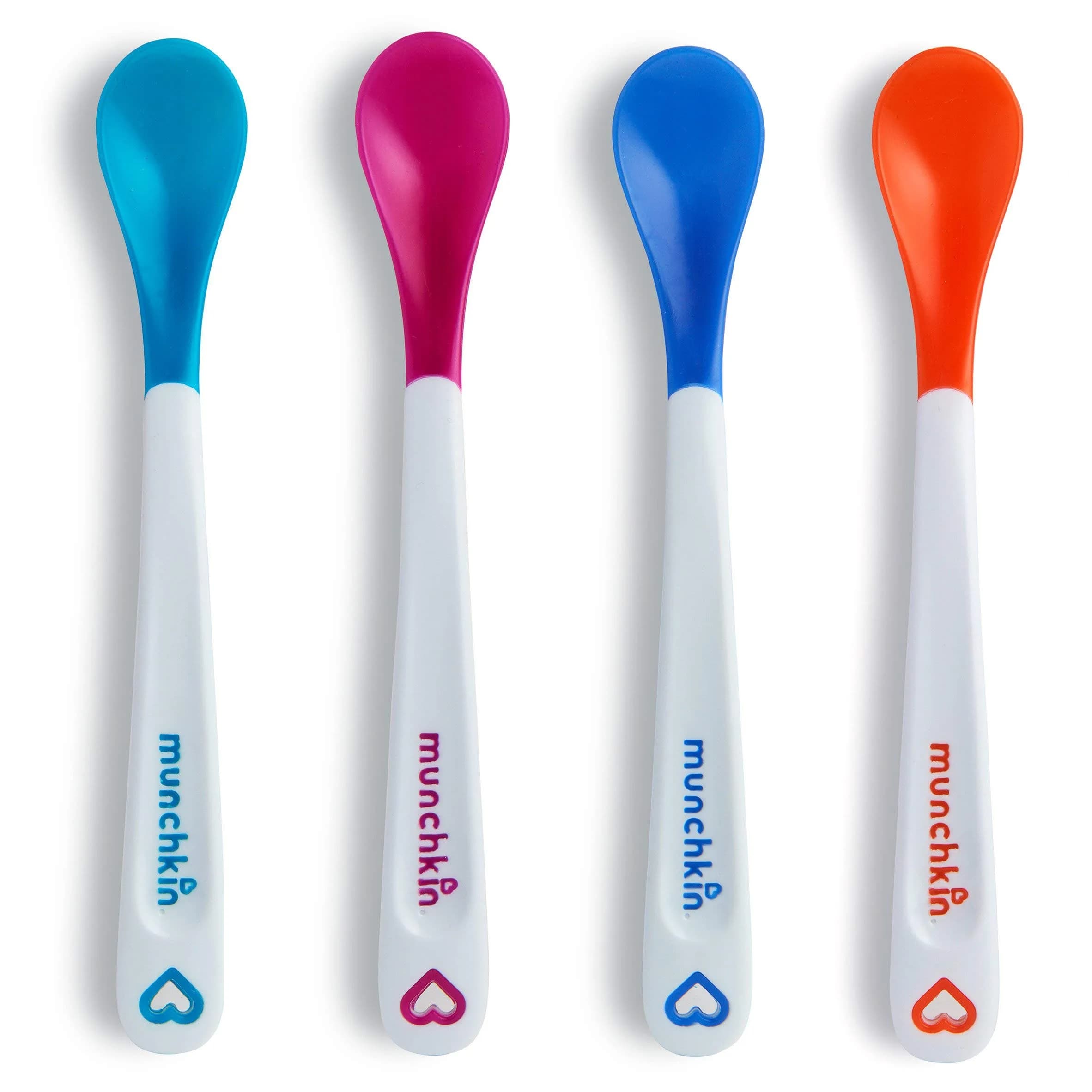 Munchkin White Hot Safety Baby Spoons, BPA Free, 4 Pack | Heat-Sensitive Tip for Safe Feeding — Assorted Colors