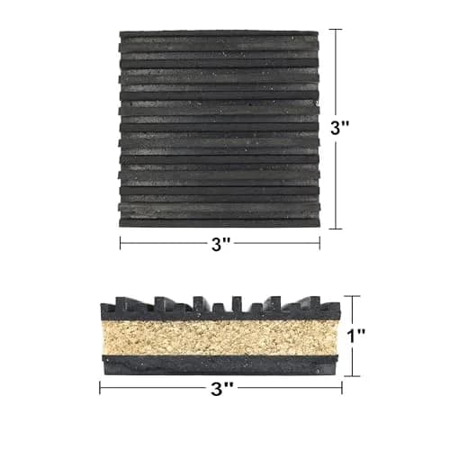 PneumaticPlus Anti Vibration Rubber & Cork Pads 3" x 3" | 50 PSI Max Load for Machinery Vibration Damping thumbnail 3
