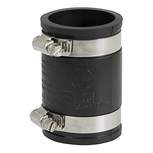 SUPPLYGIANT Flexible PVC Coupling with Stainless Steel Clamps, 1.9" (4.8cm) Inner Diameter for 1-1/2" Nominal Pipe, Black | ASTM C1173 Certified thumbnail 1
