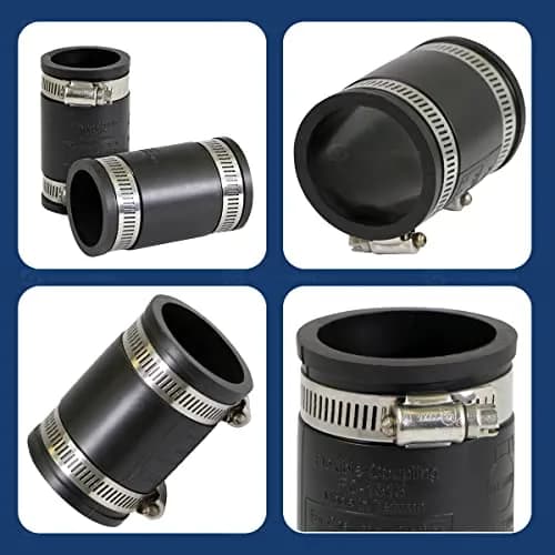 SUPPLYGIANT Flexible PVC Coupling with Stainless Steel Clamps, 1.9" (4.8cm) Inner Diameter for 1-1/2" Nominal Pipe, Black | ASTM C1173 Certified thumbnail 4